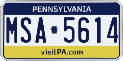 PA license plate MSA5614