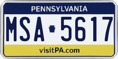 PA license plate MSA5617