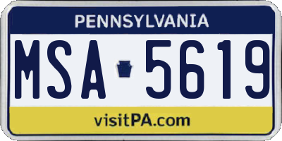PA license plate MSA5619