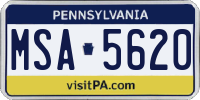 PA license plate MSA5620