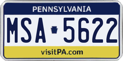 PA license plate MSA5622