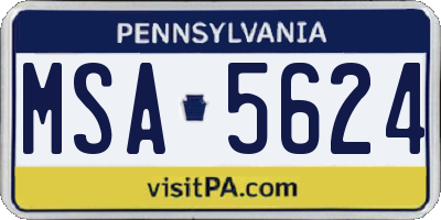 PA license plate MSA5624