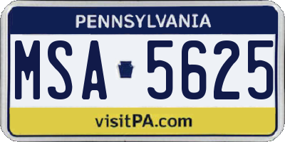PA license plate MSA5625