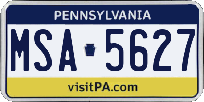 PA license plate MSA5627