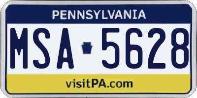 PA license plate MSA5628