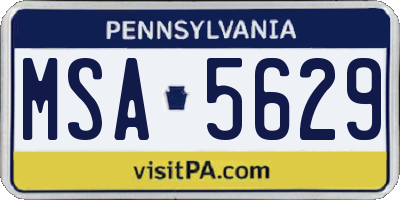 PA license plate MSA5629