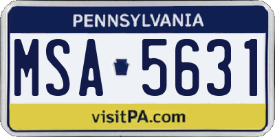 PA license plate MSA5631