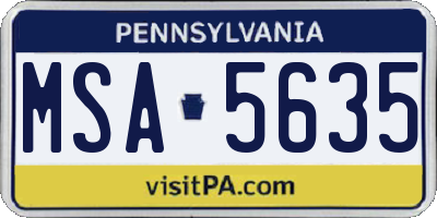 PA license plate MSA5635