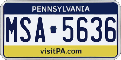 PA license plate MSA5636