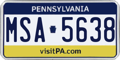 PA license plate MSA5638