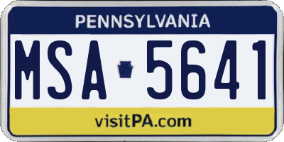 PA license plate MSA5641