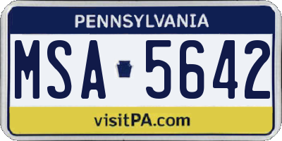 PA license plate MSA5642