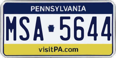 PA license plate MSA5644