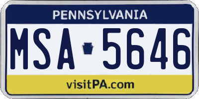 PA license plate MSA5646