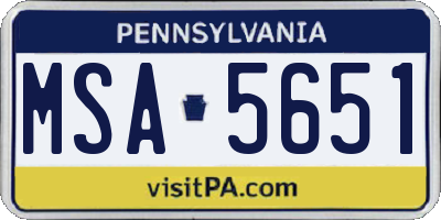 PA license plate MSA5651