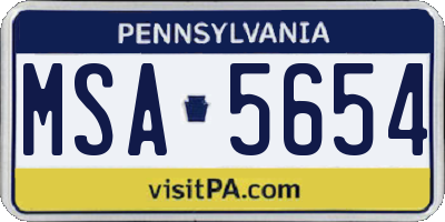PA license plate MSA5654