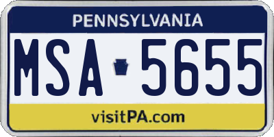 PA license plate MSA5655