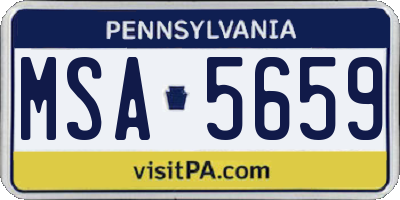 PA license plate MSA5659