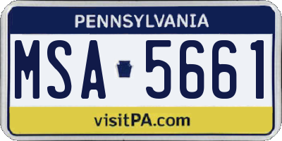 PA license plate MSA5661