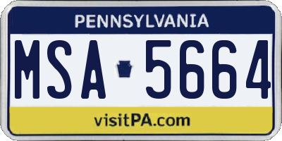 PA license plate MSA5664