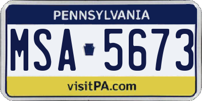 PA license plate MSA5673