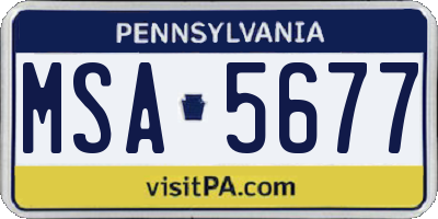 PA license plate MSA5677
