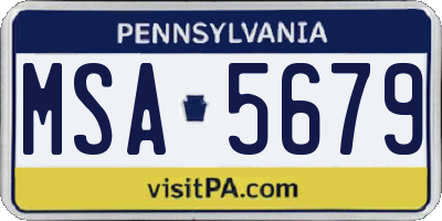 PA license plate MSA5679