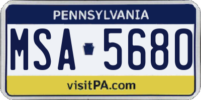 PA license plate MSA5680