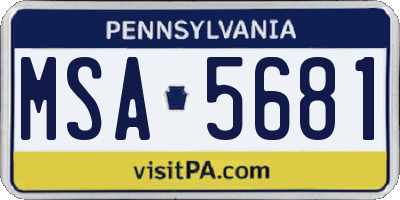 PA license plate MSA5681
