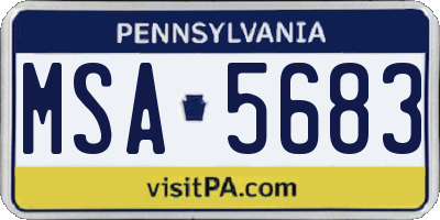 PA license plate MSA5683