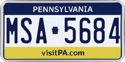 PA license plate MSA5684