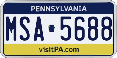 PA license plate MSA5688