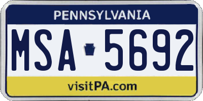 PA license plate MSA5692