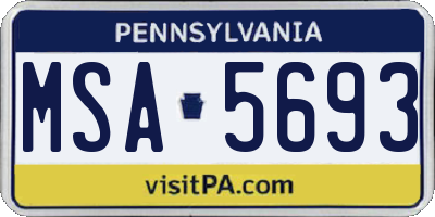 PA license plate MSA5693