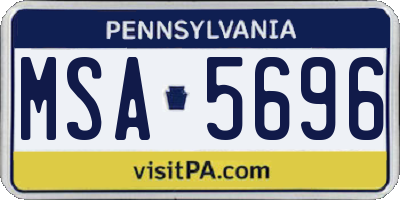 PA license plate MSA5696