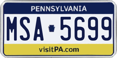 PA license plate MSA5699