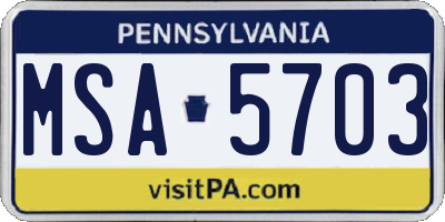 PA license plate MSA5703