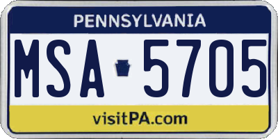 PA license plate MSA5705