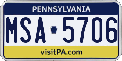 PA license plate MSA5706