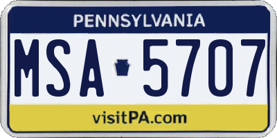 PA license plate MSA5707