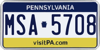 PA license plate MSA5708