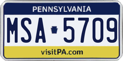 PA license plate MSA5709