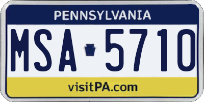 PA license plate MSA5710