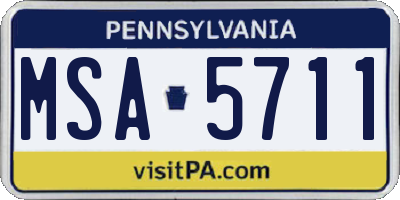 PA license plate MSA5711