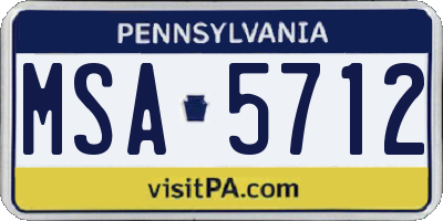 PA license plate MSA5712