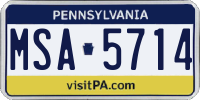PA license plate MSA5714