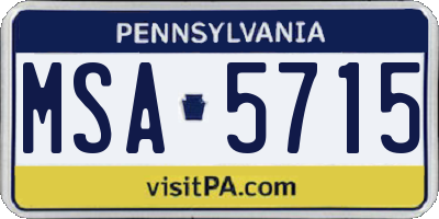 PA license plate MSA5715