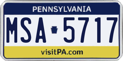 PA license plate MSA5717