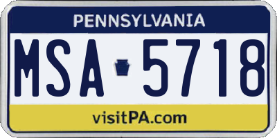 PA license plate MSA5718