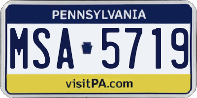 PA license plate MSA5719